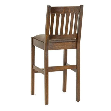 Set Of Stickley Wood Framed Bar Stools With Leather Seats Grandview