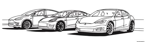 The Three Vehicles Tesla Coloring page Printable