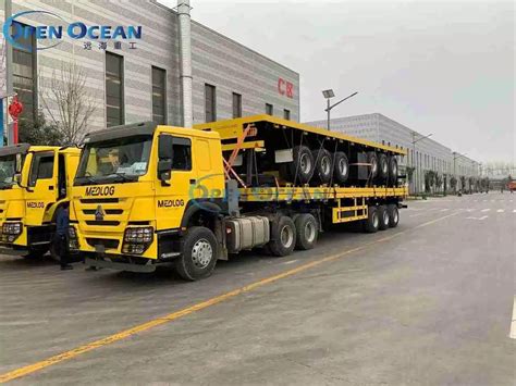 Container Transport 40ft Container Chassis Trailer 30t 80t 4axles Gooseneck Utility Flatbed Semi