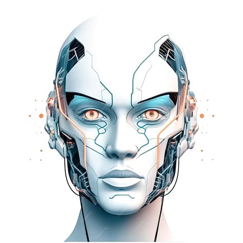 Premium Ai Image Cyborg Face Rendered Robot Head Close Up Generative Ai