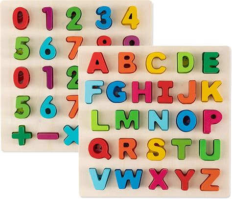 Attmu Wooden Water-Based Paint ABC Puzzles For 2-Year-Old Toddlers