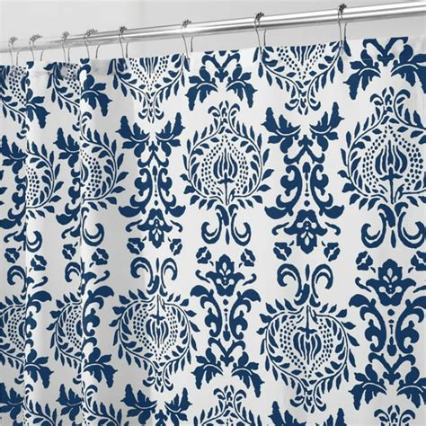 Interdesign Damask Fabric Shower Curtain Standard 72 X 72 Navy Blue