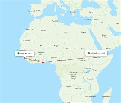 Flights From Addis Ababa To Freetown Add To Fna Flight Routes