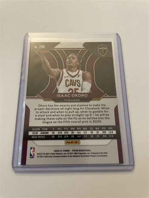 2020 21 Panini Prizm Isaac Okoro Rookie Base 298 Cleveland Cavaliers