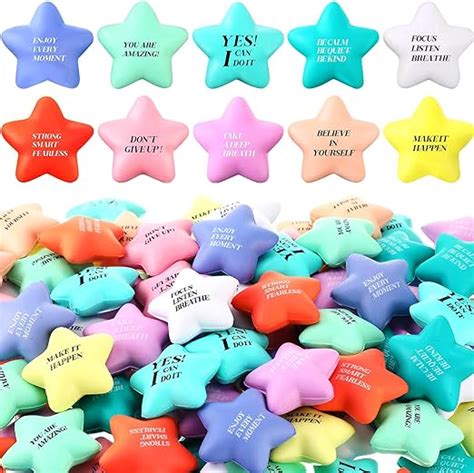 100 Pack Star Stress Ball Stress Relief Balls With Motivational Quotes Mini