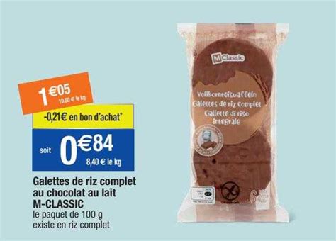 Promo Galettes De Riz Complet Au Chocolat Au Lait M Classic Chez Migros