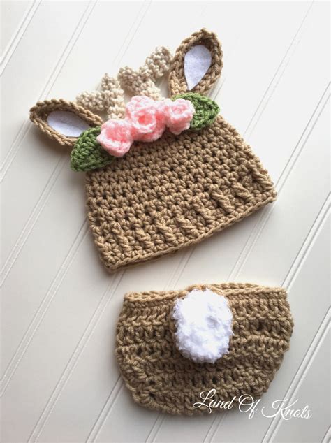 Crochet Deer Hat, Crochet Baby Deer Hat, Deer Antler Hat and Diaper ...