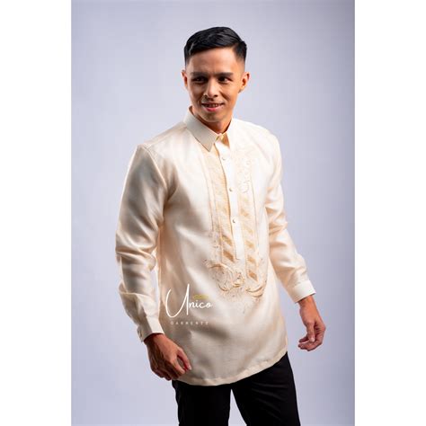 Barong Tagalog for Men Piña Organza with Lining Timeless Cream Shopee