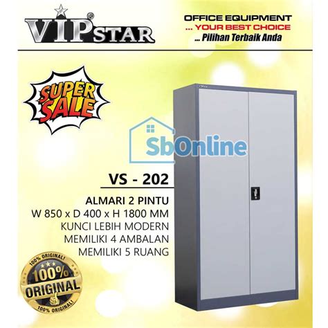 Jual Lemari Arsip Besi 2 Pintu Swing Vip Vs 202 Tebal Kokoh Original