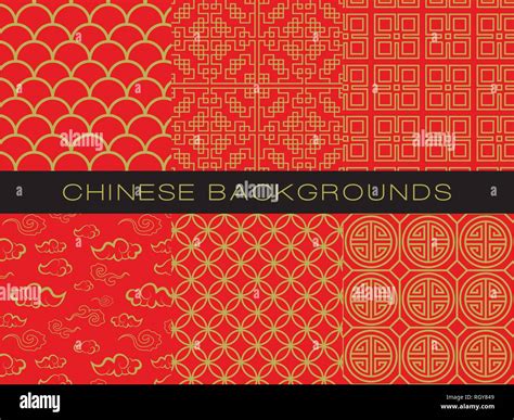 Chinese Pattern Set With Traditional Designs Vector Illustration Stock