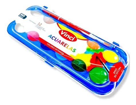 Acuarelas Vinci 12 Colores Fuertes Caja Godete Pincel Caja MercadoLibre