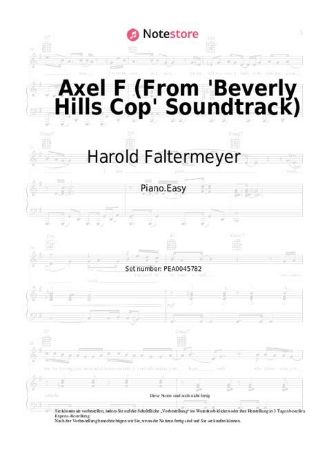 Axel F From Beverly Hills Cop Soundtrack Harold Faltermeyer Noten