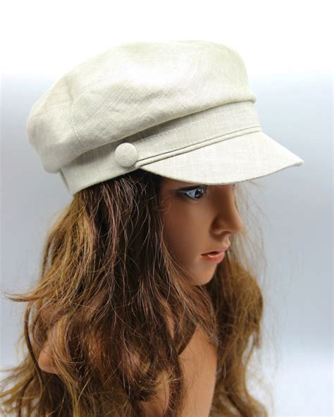 Linen Summer Cap Women Baker Boy Hat Beige Etsy