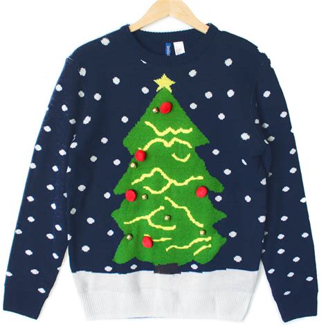 Christmas Tree Navy Blue Tacky Ugly Holiday Sweater - The Ugly Sweater Shop