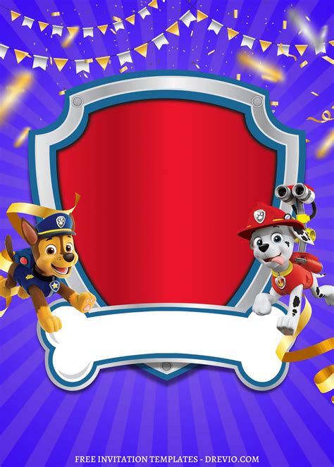 Cute Paw Patrol The Movie Canva Birthday Invitation Templates