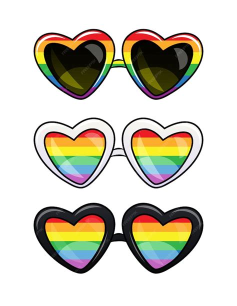 Premium Vector Lgbt Poster Of A Glasses In Plastic Frame Set Of Heart Shape Sunglasses With