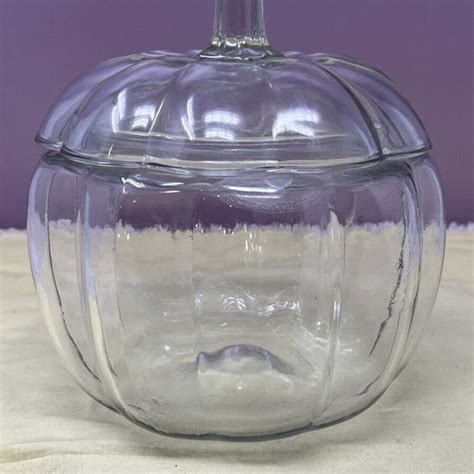 Holiday Vintage Anchor Hocking Clear Glass Lidded Pumpkin Cookiecandy Bowl Collectible Poshmark