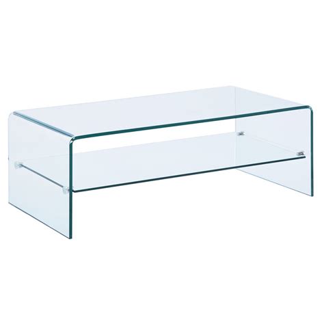 Wrought Studio Table basse en verre trempé transparent avec rangement