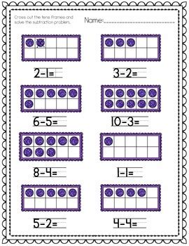 Tens Frame Subtraction by School Days with Smith | TPT