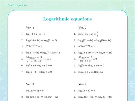 Free basic logarithmic equations worksheet, Download Free basic ...