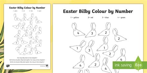 Easter Bilby Colour By Number Teacher Made Twinkl