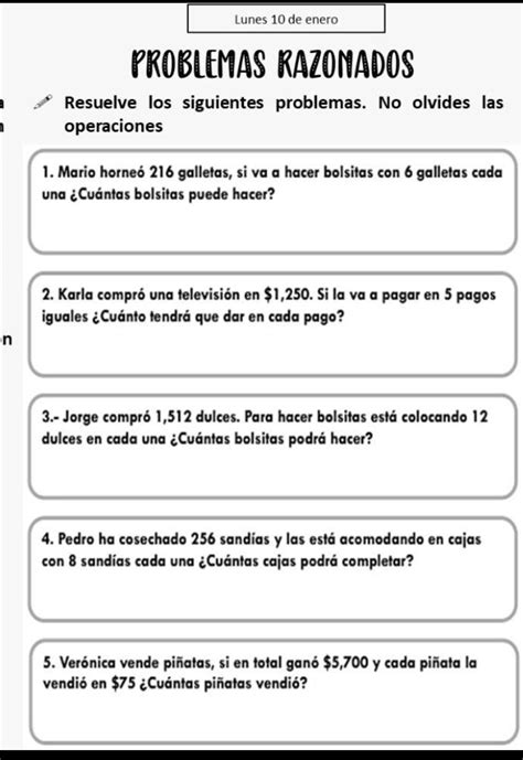 Cuadernillo Problemas Matematicos Primaria 5 275 Teaching Tips