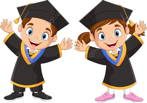 Crian As Felizes Dos Desenhos Animados Em Trajes De Formatura Png