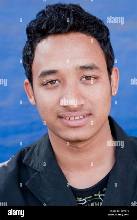 Kathmandu Nepal Young Nepalese Man Of The Newari Ethnic Group Stock