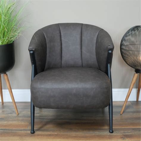 Retro Grey Pu Leather Chair Industrial Style Retro Grey Pu Leather Chair