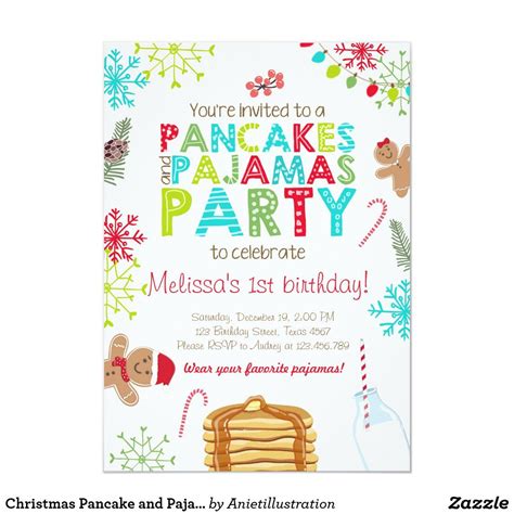 Christmas Pancake And Pajamas Birthday Invitation In 2021