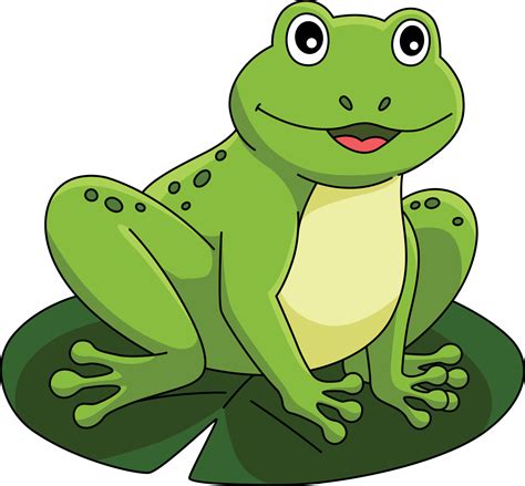 Spring Frog On Water Lily Cartoon Colored Clipart 20002784 Vector Art