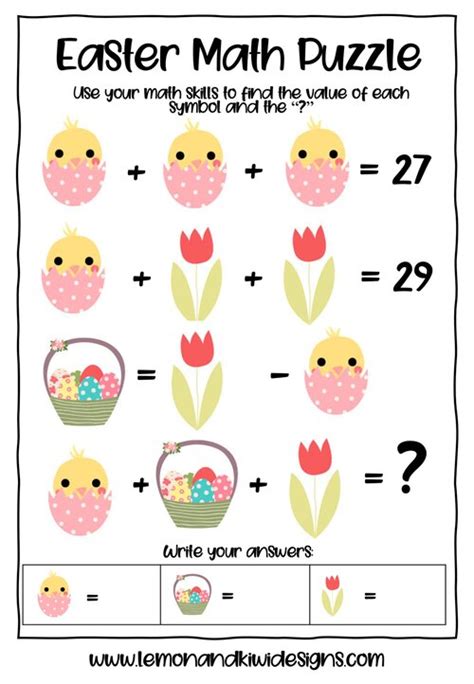 Free Easter Math Printables Lemon And Kiwi Designs Worksheets Library