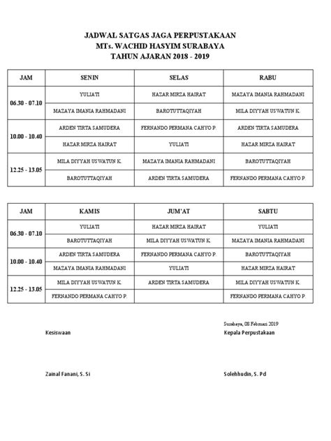 Jadwal Piket Pdf