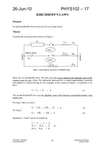 Kirchhoff`s Laws in DC Circuits