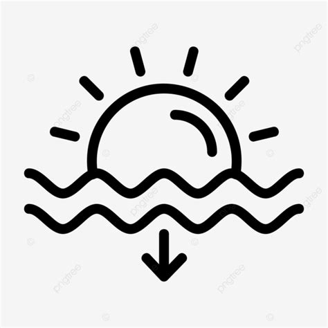 Sunset Line Icon Vector Sunset Icon Ocean Sea PNG And Vector With