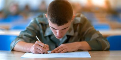 Premium Photo | Taking Final Exam Student in Uniform Writing in ...