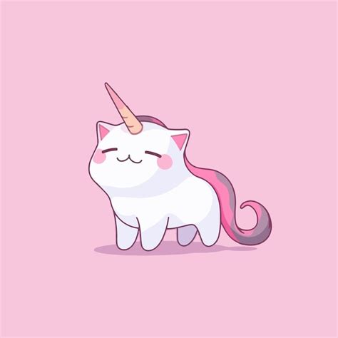mignon kawaii dessin anime chat licorne illustration vecteur vecteur