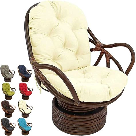 Amazon.com: Rattan Swivel Rocking Chair Cushion - Back Pain Relief ...