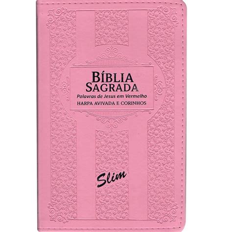 B Blia Sagrada Slim Harpa Avivada Pjv Laminada Rosa Submarino