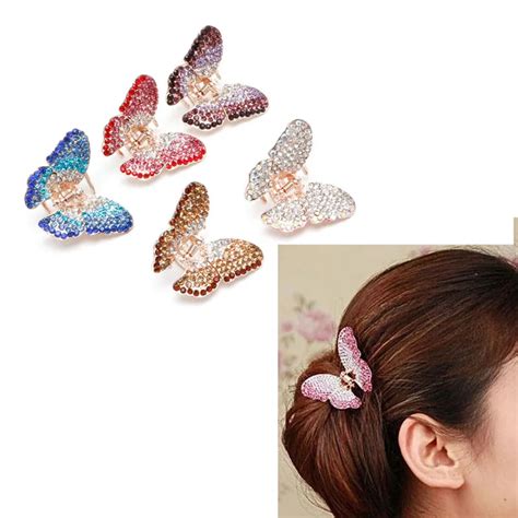 Fashion Women Girl Butterfly Claw Crystal Rhinestone Hair Clip Claws Hairpinclaw Hairpin