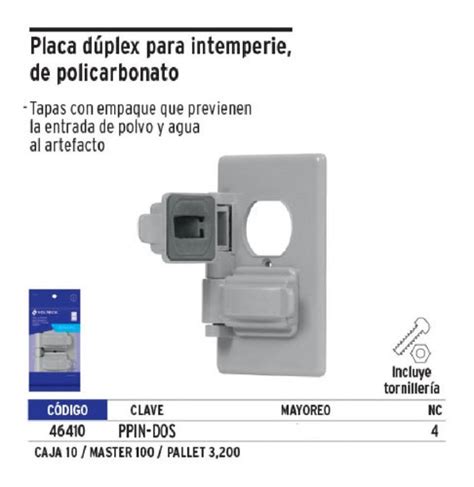 Placa Doble Intemperie Plastica Std Volteck 46410 FERRENOVA MX