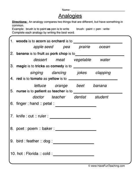 Free Printable Picture Analogy Worksheets - Logical Reasoning - Worksheets Library