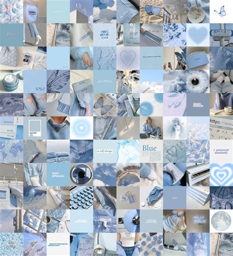 Pcs Baby Blue Wall Collage Kit Soft Blue Aesthetic Etsy Australia