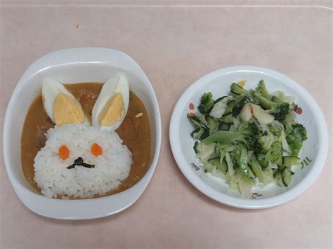 うさぎさんカレー、ドレッシング和え 社会福祉法人清光福祉会 桑島保育所 徳島県鳴門市の保育所