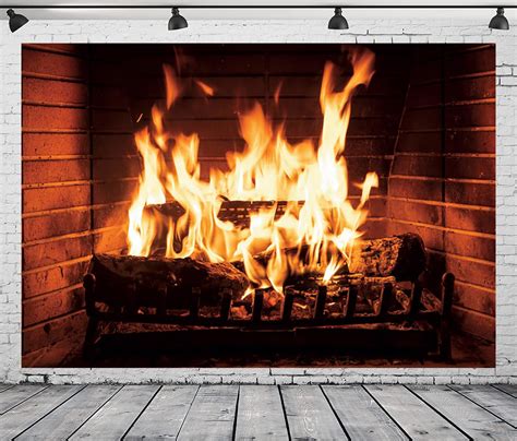 Aofoto 7x5ft Burning Firewoods Photography Backdrop Vinyl Fireplace