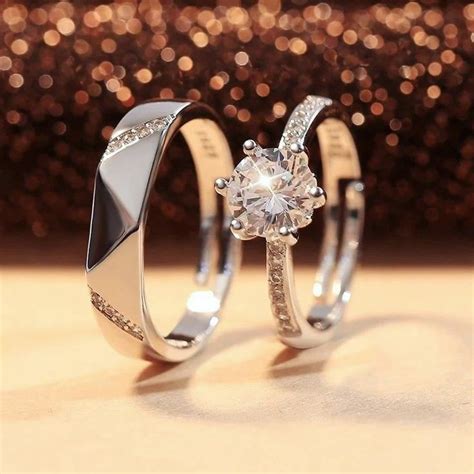 Silver And Diamond Engagement Ring For Couples Engagement Rings