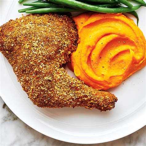 Cuisses de poulet croustillantes aux amandes et purée de carottes RICARDO