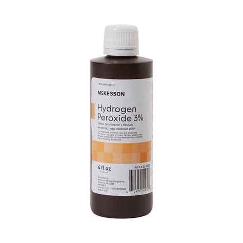 Mckesson Hydrogen Peroxide 3 First Aid Antiseptic Topical Solution 4 Oz 1 Count