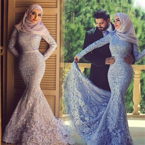 Mermaid Modern Hijab Wedding Dress Addicfashion