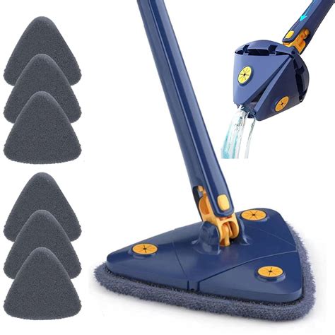 Vislone 52 Cleaning Mop With Long Handle 360 Degree Rotatable Triangle Mop With 6 Replacement